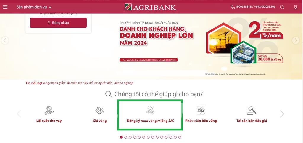 Khách hàng đăng ký mua vàng trực tiếp trên web